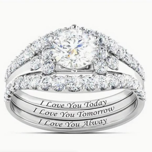 Dazzling Zircon Triple Band Ring Set – New With Tags - Picture 5 of 8